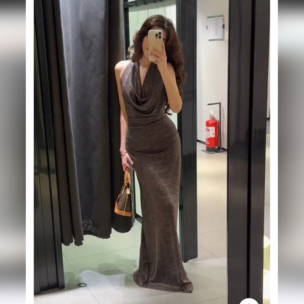Zara Open Back Metalic Thread Dress - Picture 2 of 12